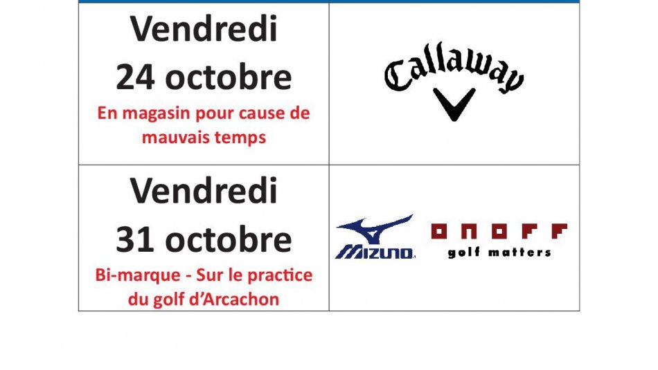 DEMOS GOLF PLUS VACANCES D'OCTOBRE
